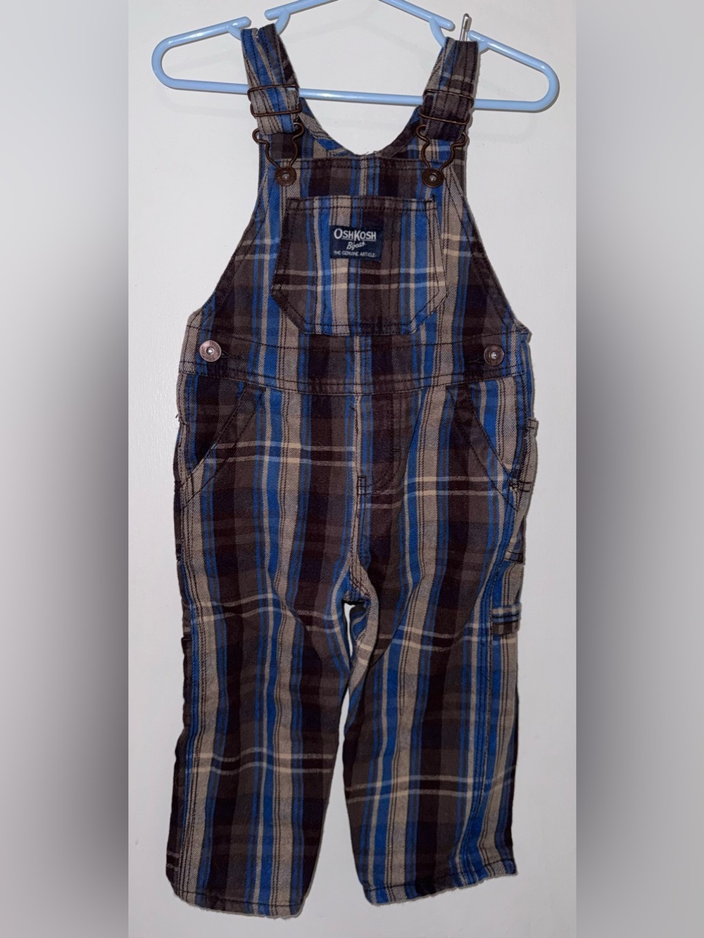 OshKosh B'gosh Blue Plaid Kids Overalls 12 months